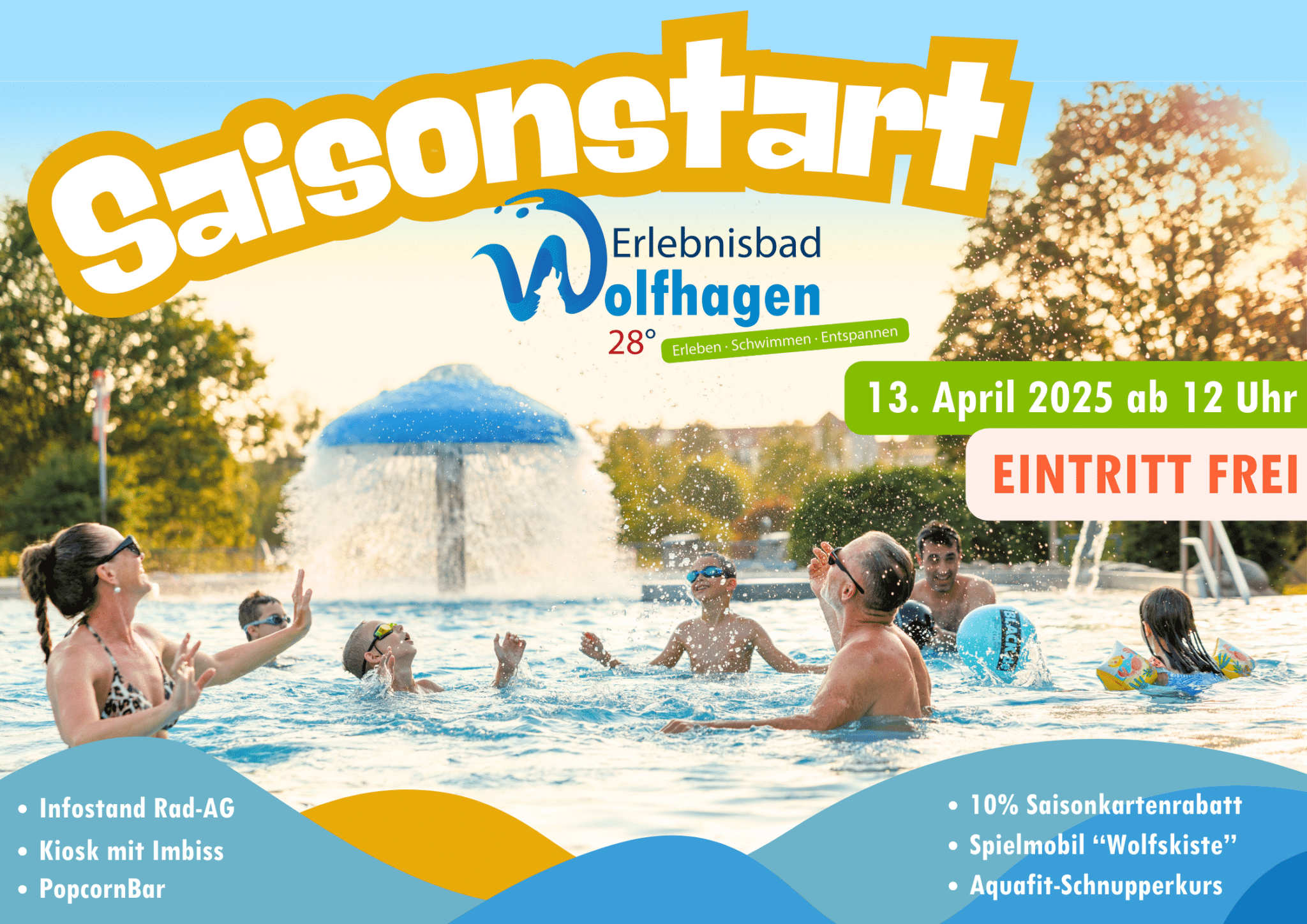 Quer Plakat Saisonstart Schwimmbad
